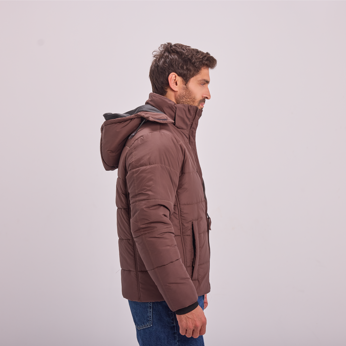 Brown Puffer Hooded Jacket