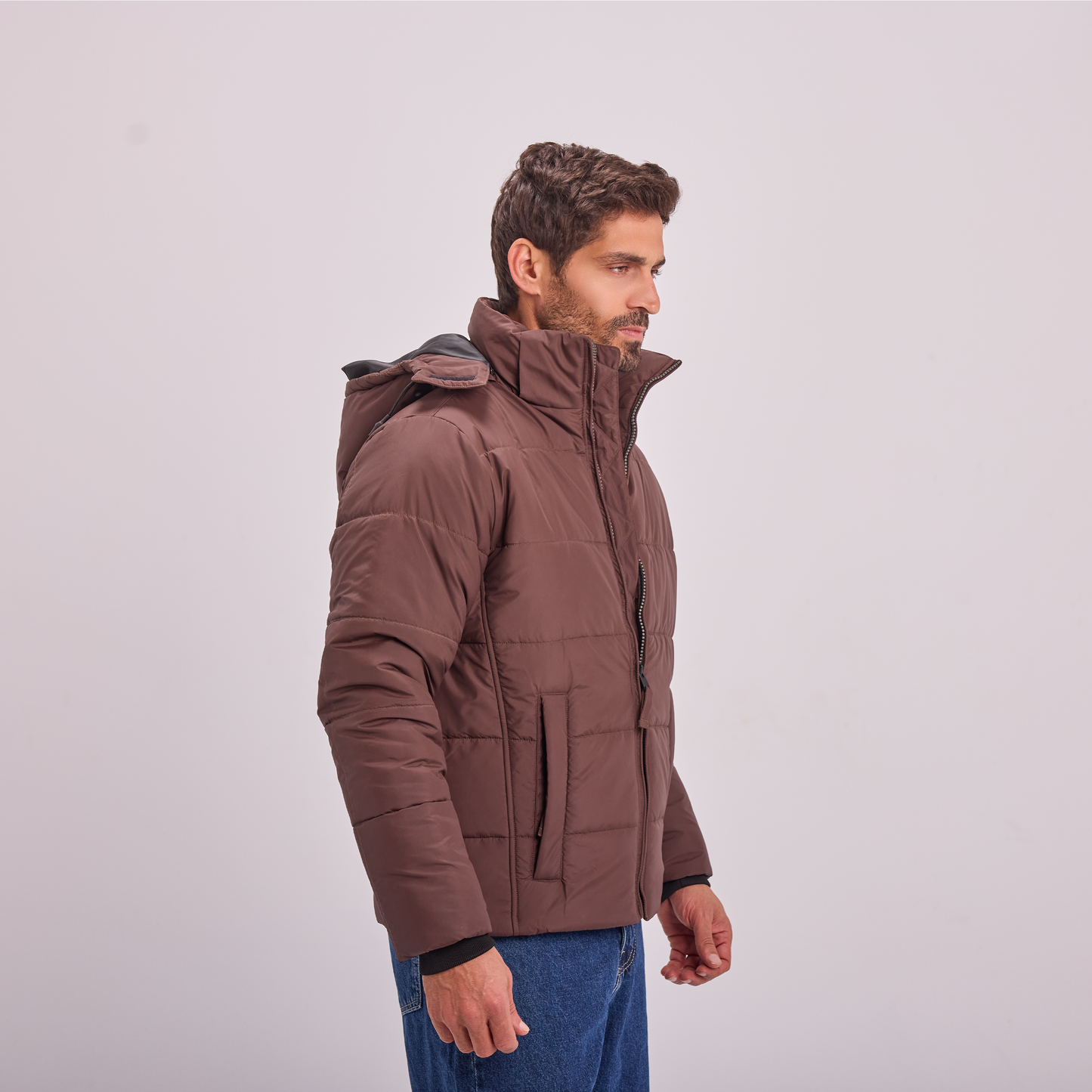 Brown Puffer Hooded Jacket