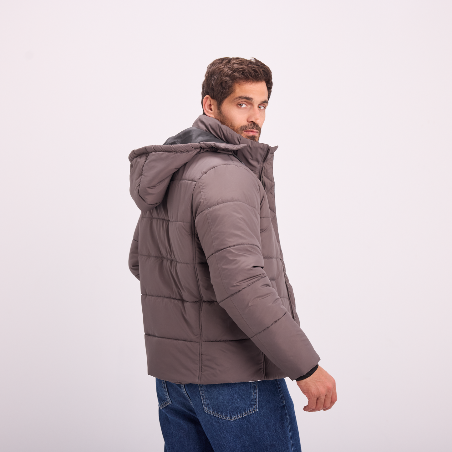 Gray Puffer Hooded Jacket