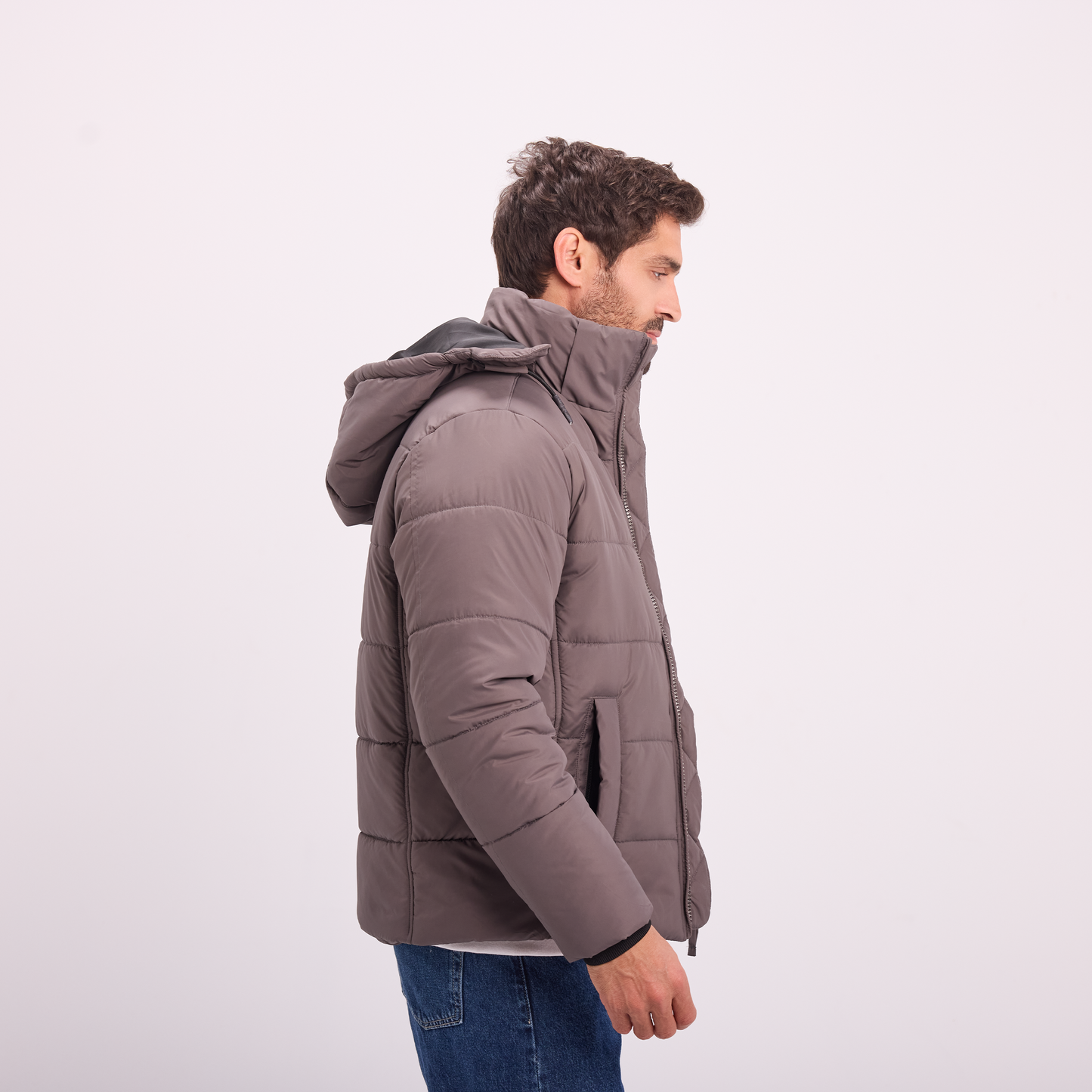 Gray Puffer Hooded Jacket
