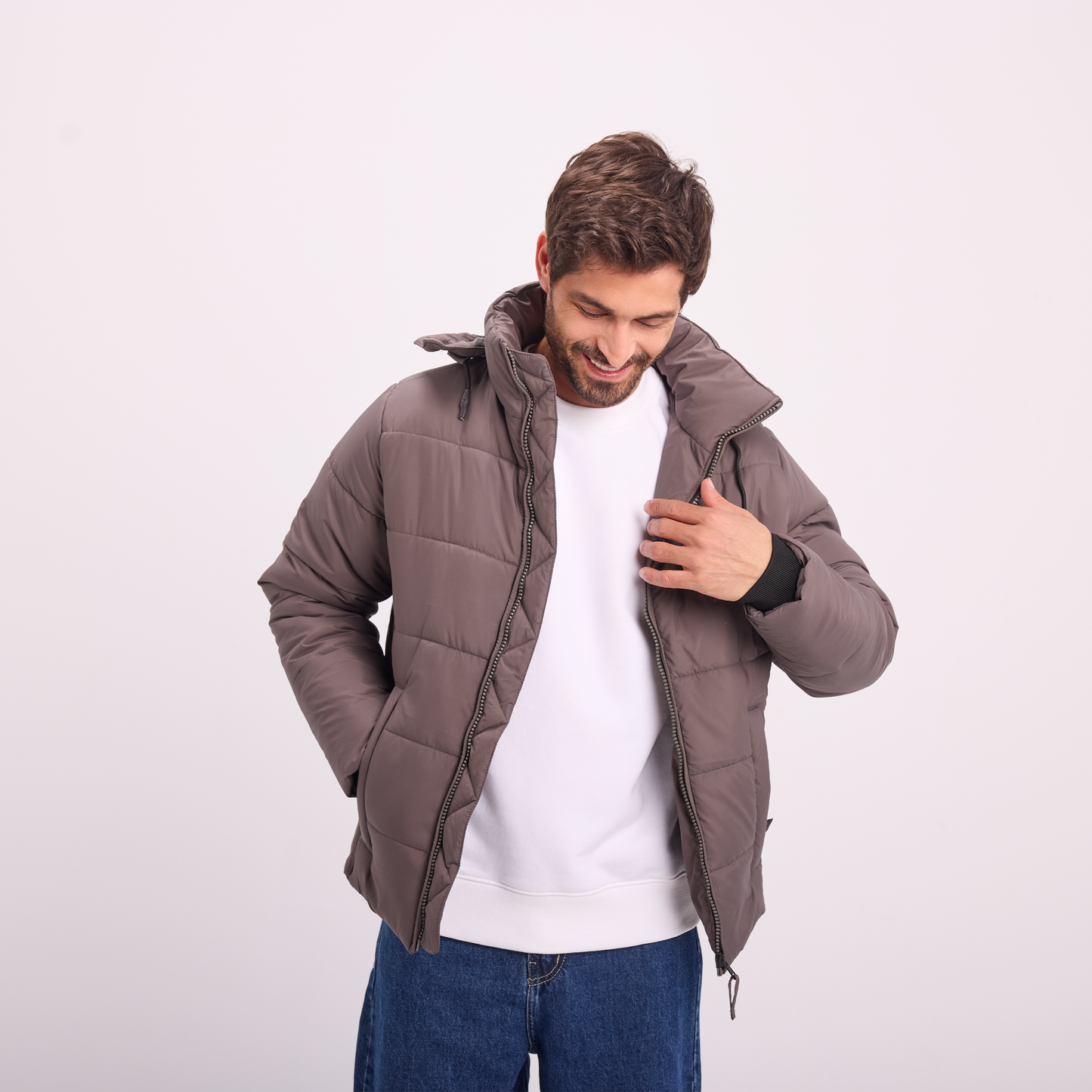 Gray Puffer Hooded Jacket