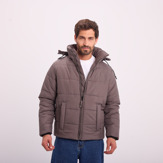 Gray Puffer Hooded Jacket