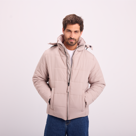 Light Gray Puffer Hooded Jacket