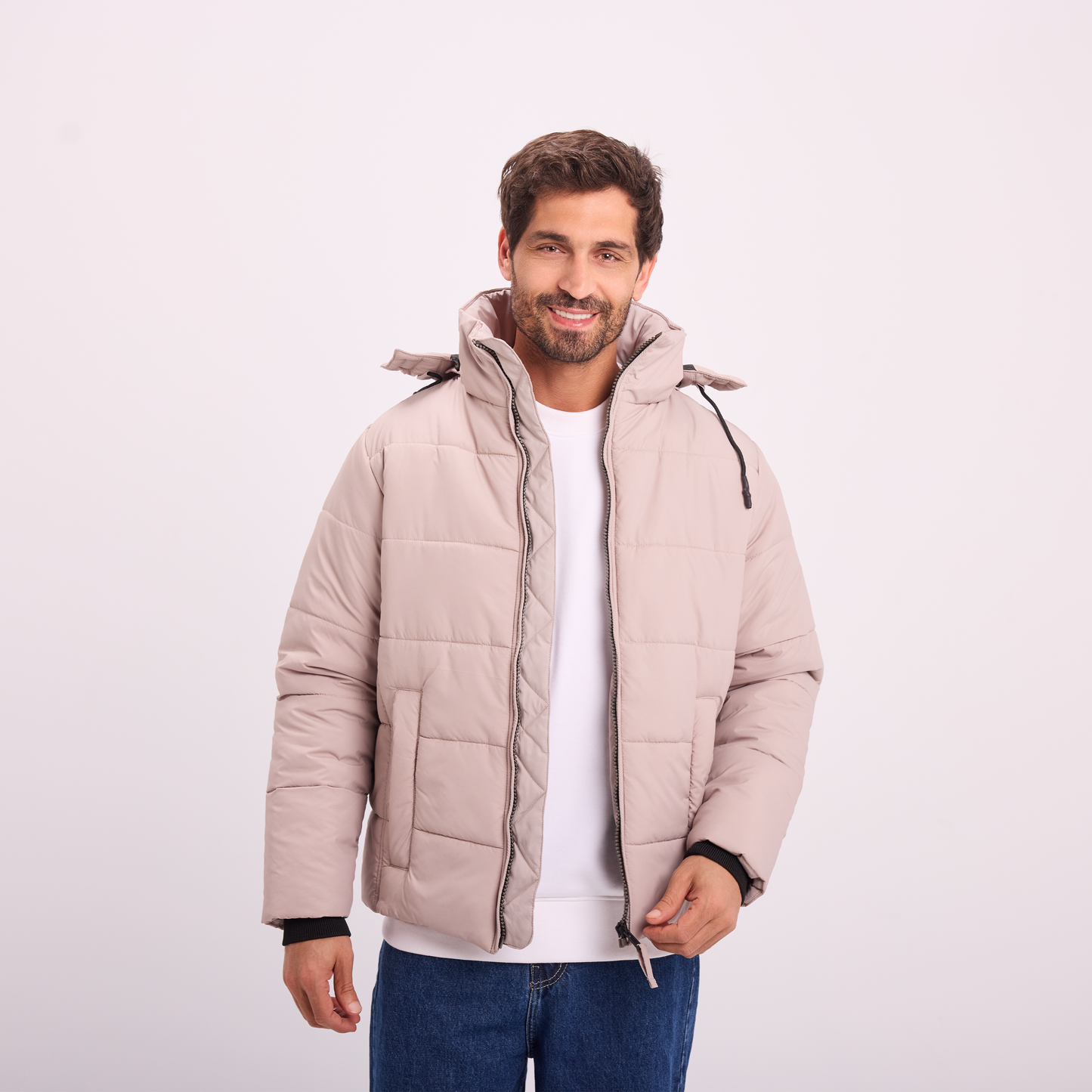 Light Gray Puffer Hooded Jacket