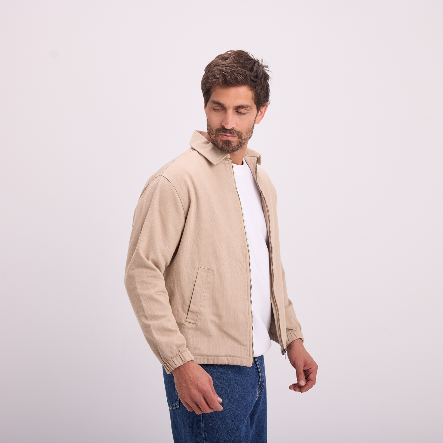 Beige Lightweight Zip Jacket