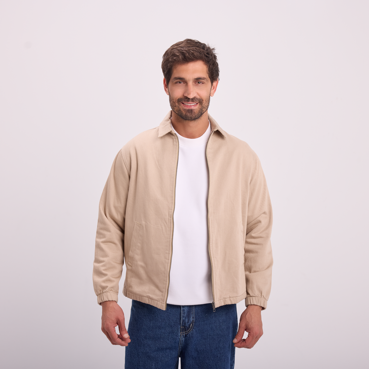 Beige Lightweight Zip Jacket
