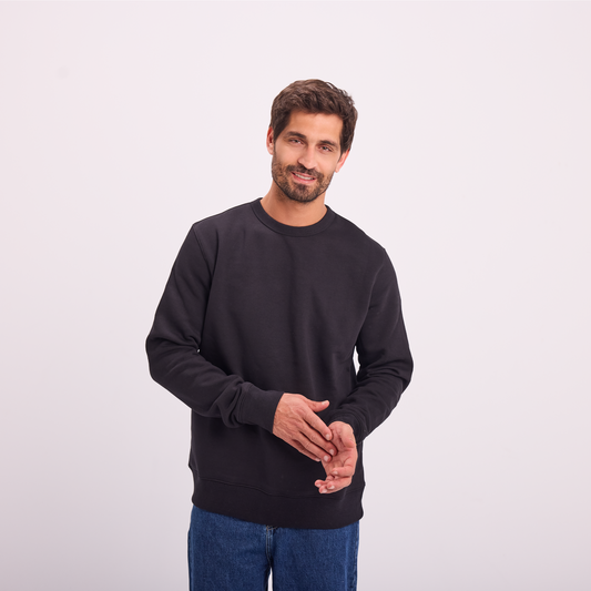 Essential Crewneck Sweatshirt in Black, SVNTY, view 1 of 5