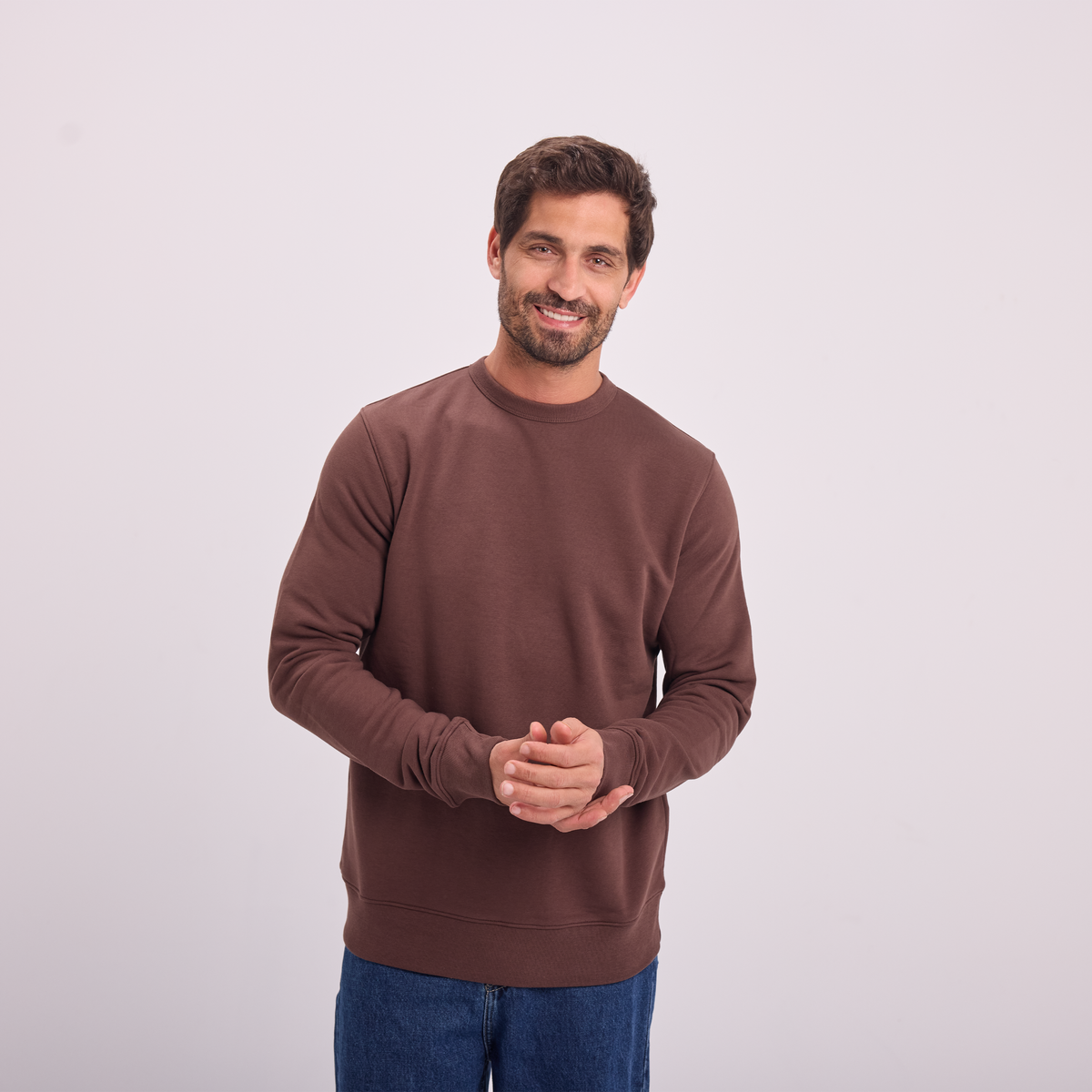 Essential Crewneck Sweatshirt in Brown, SVNTY, view 4 of 6