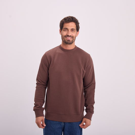 Essential Crewneck Sweatshirt in Brown, SVNTY, view 1 of 6