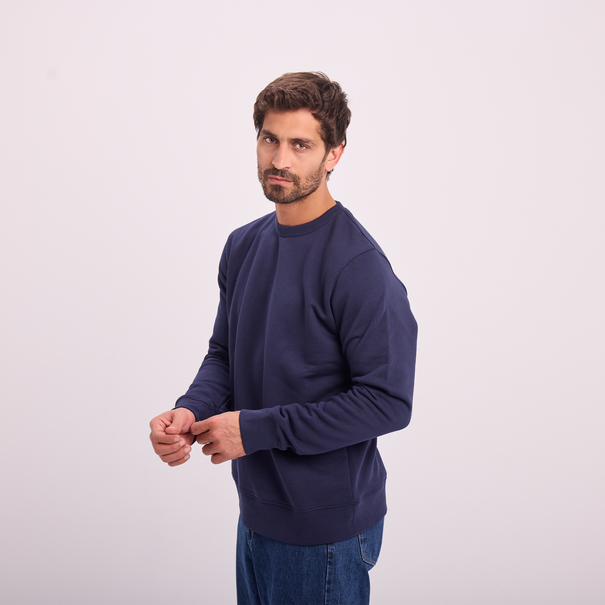 Essential Crewneck Sweatshirt in Navy, SVNTY, view 2 of 8