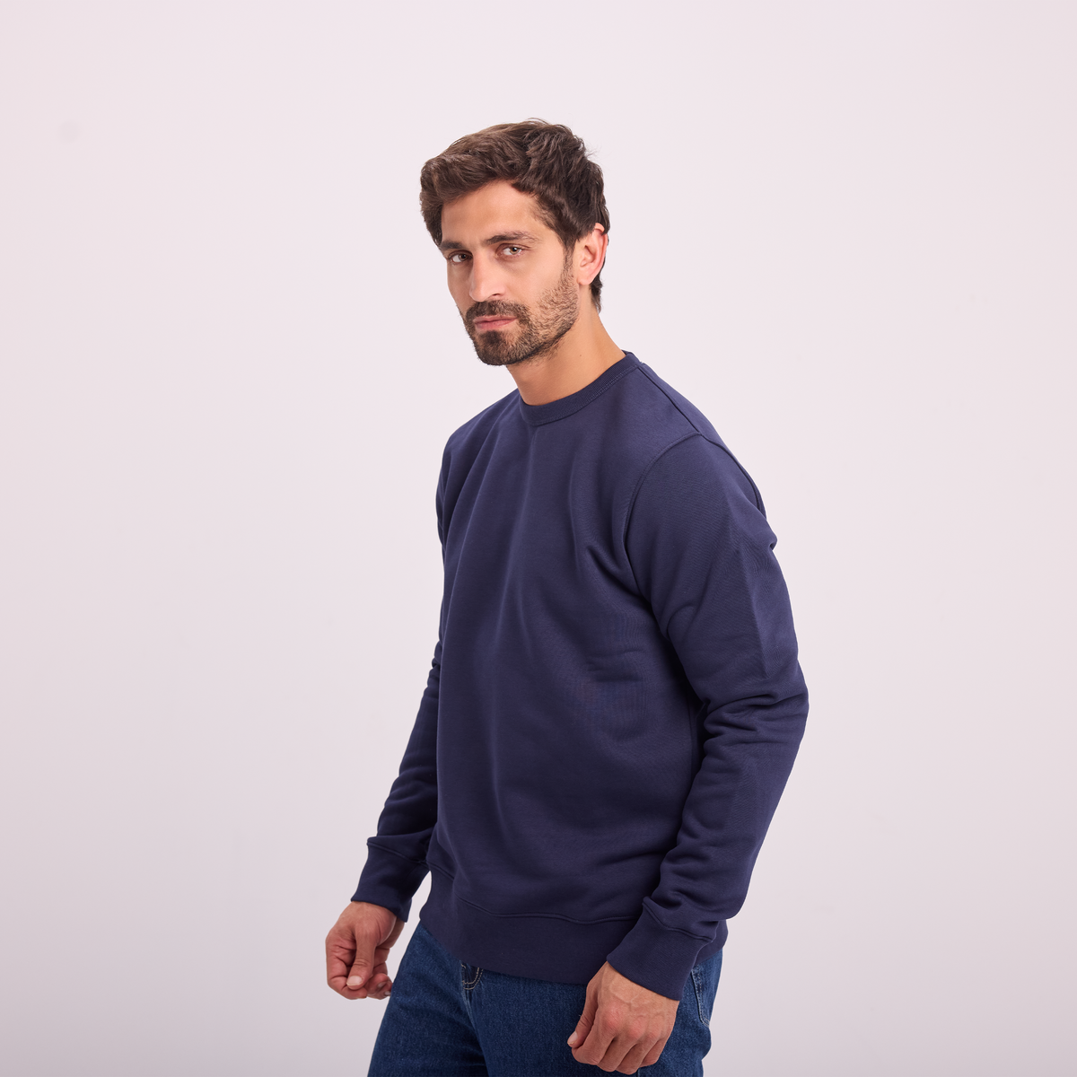 Essential Crewneck Sweatshirt in Navy, SVNTY, view 4 of 8