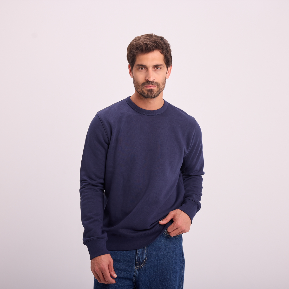 Essential Crewneck Sweatshirt in Navy, SVNTY, view 5 of 8
