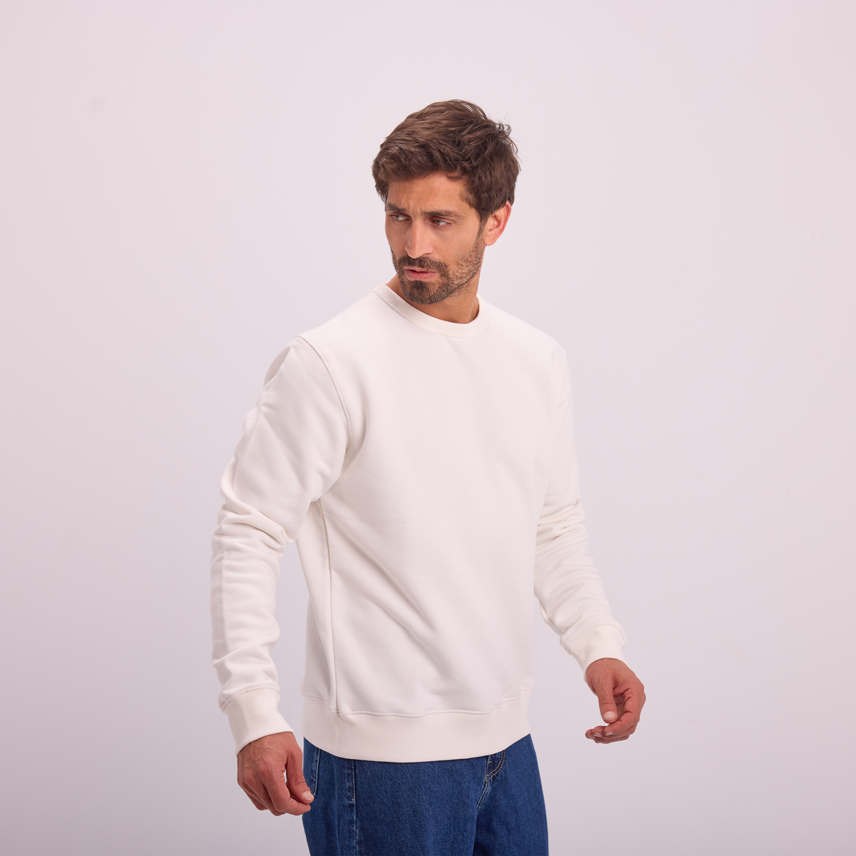 Essential Crewneck Sweatshirt in Off-White, SVNTY, view 2 of 5