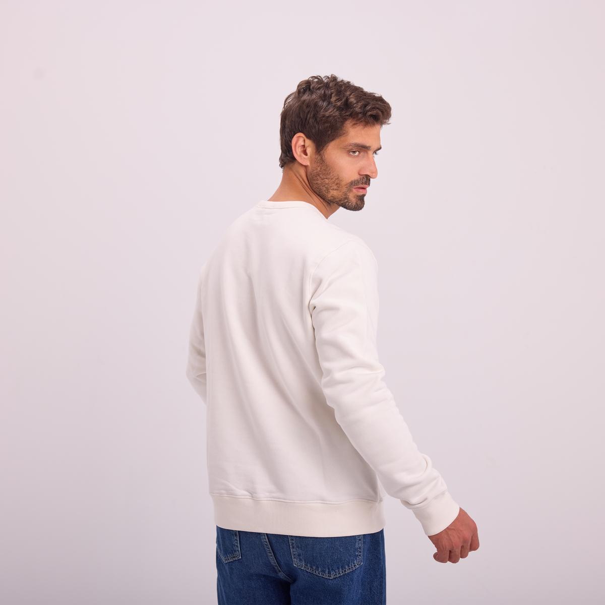 Essential Crewneck Sweatshirt in Off-White, SVNTY, view 3 of 5