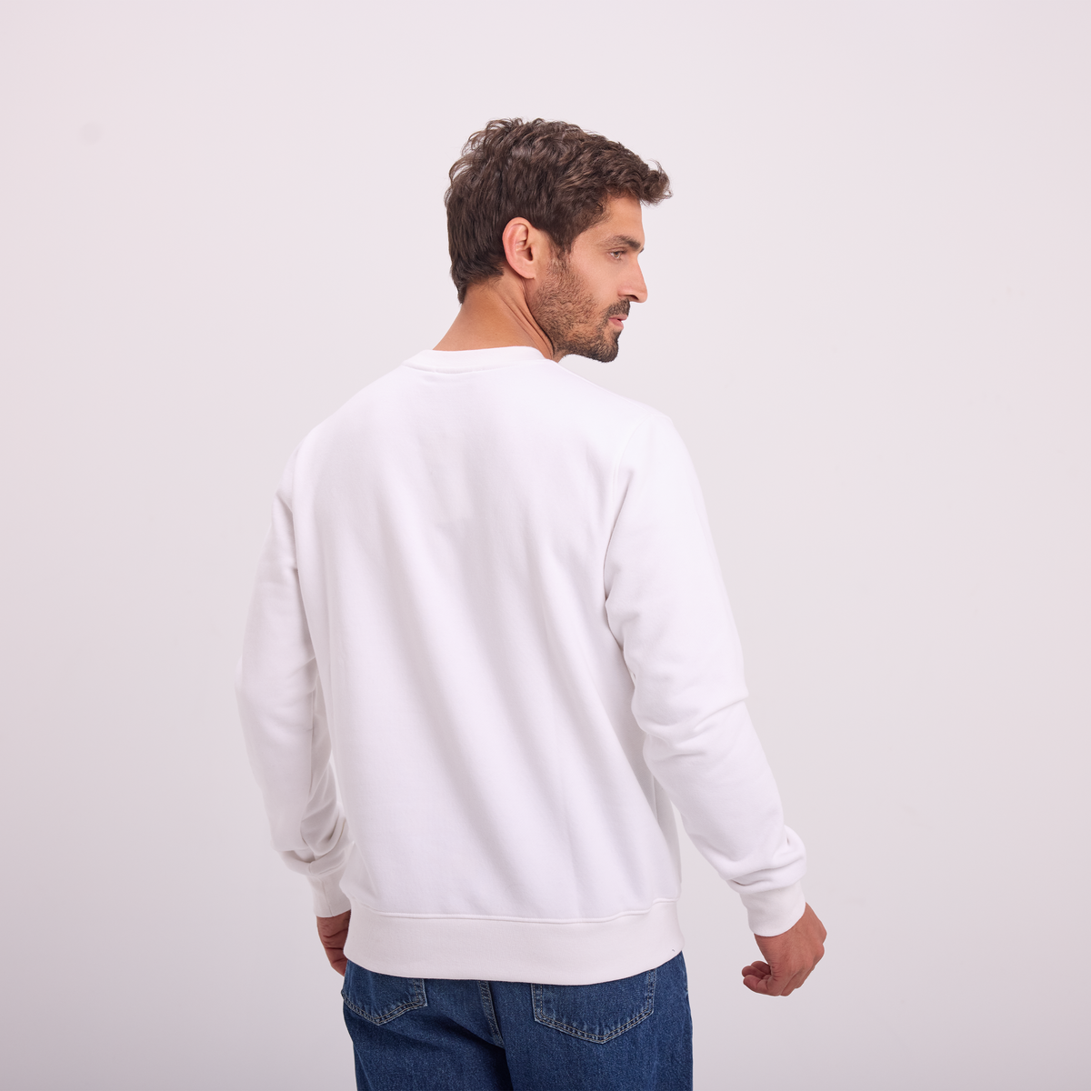 Logo Print Crewneck in White, SVNTY, view 3 of 5