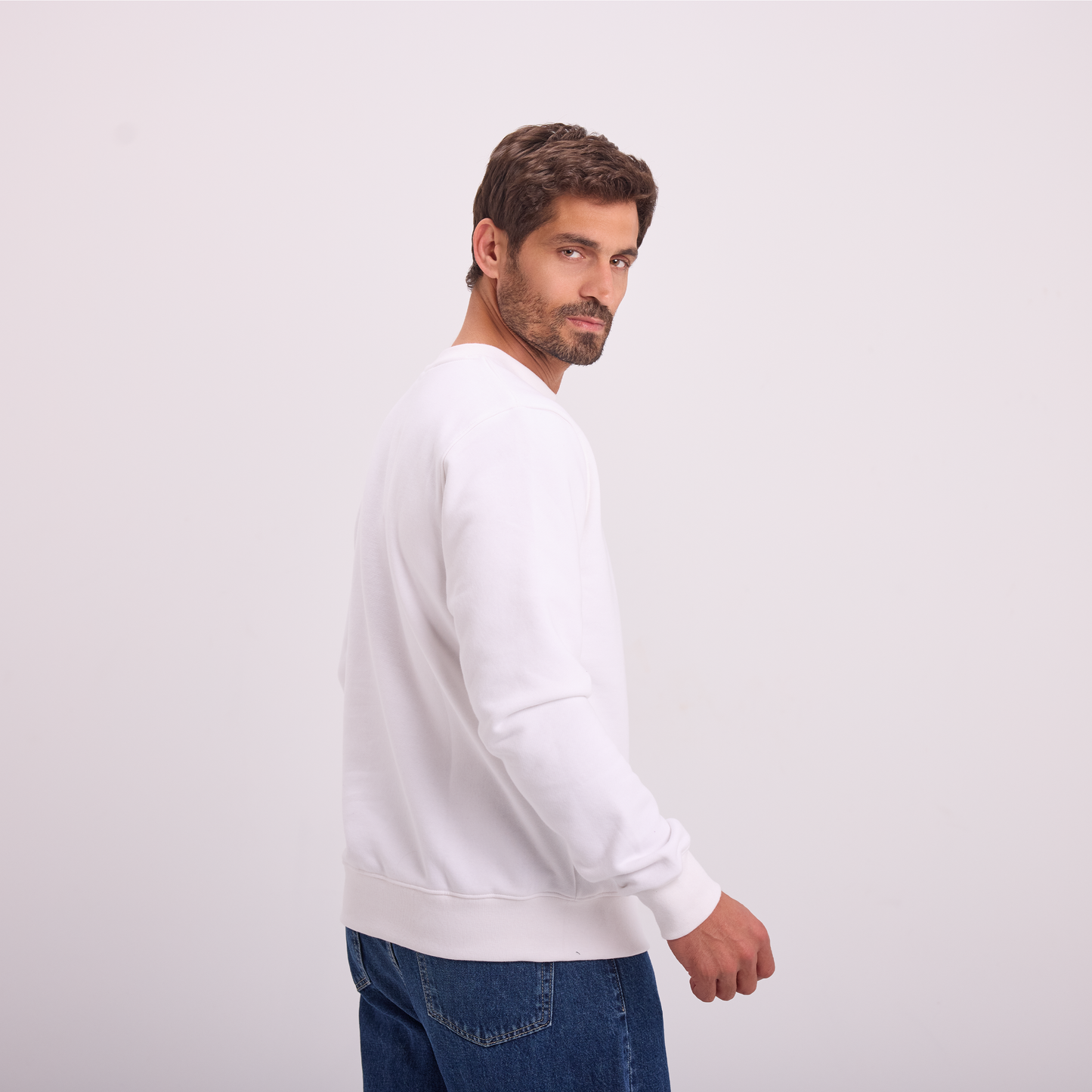 White Logo Print Crewneck