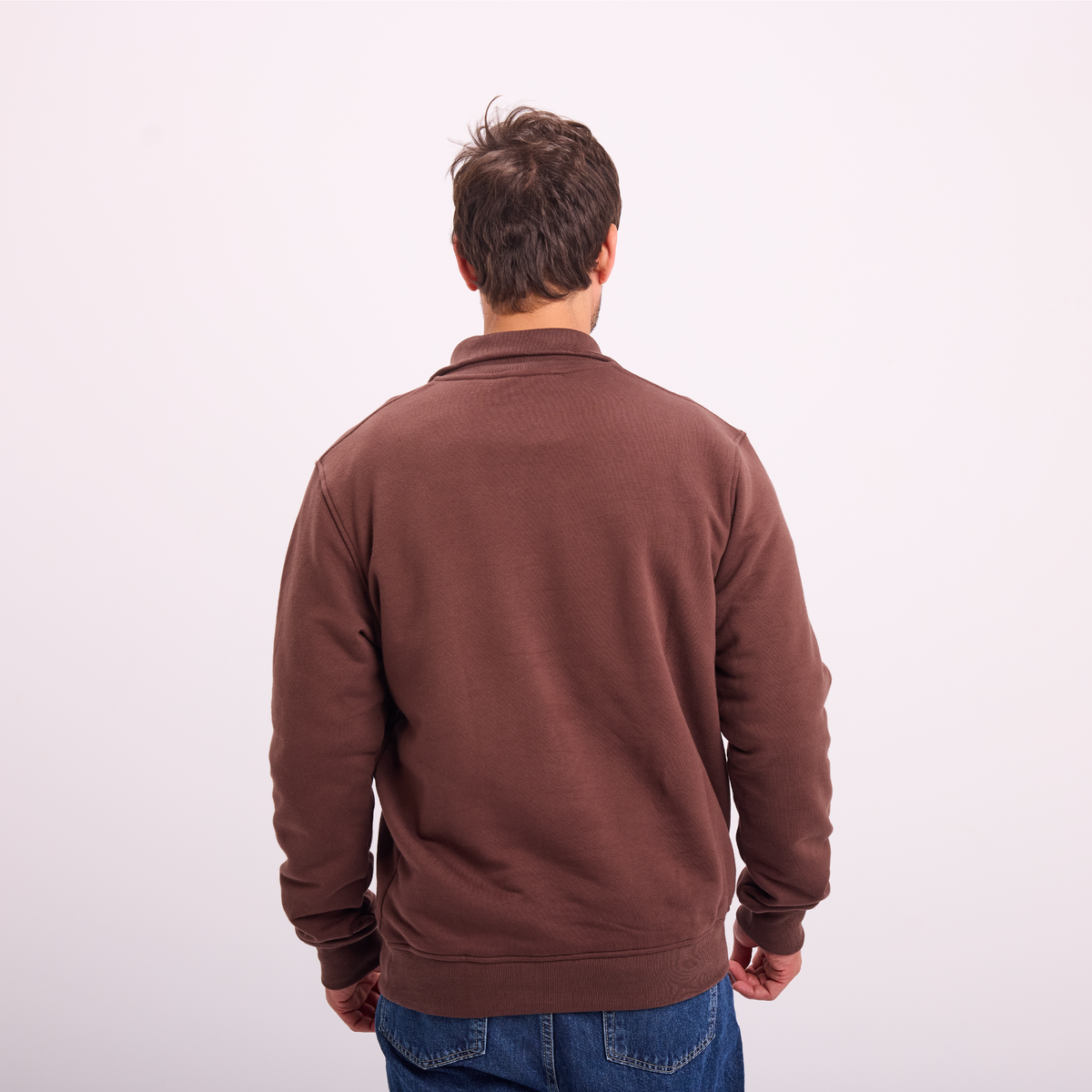 Quarter-Zip Sweatshirt in Brown, SVNTY, view 4 of 5