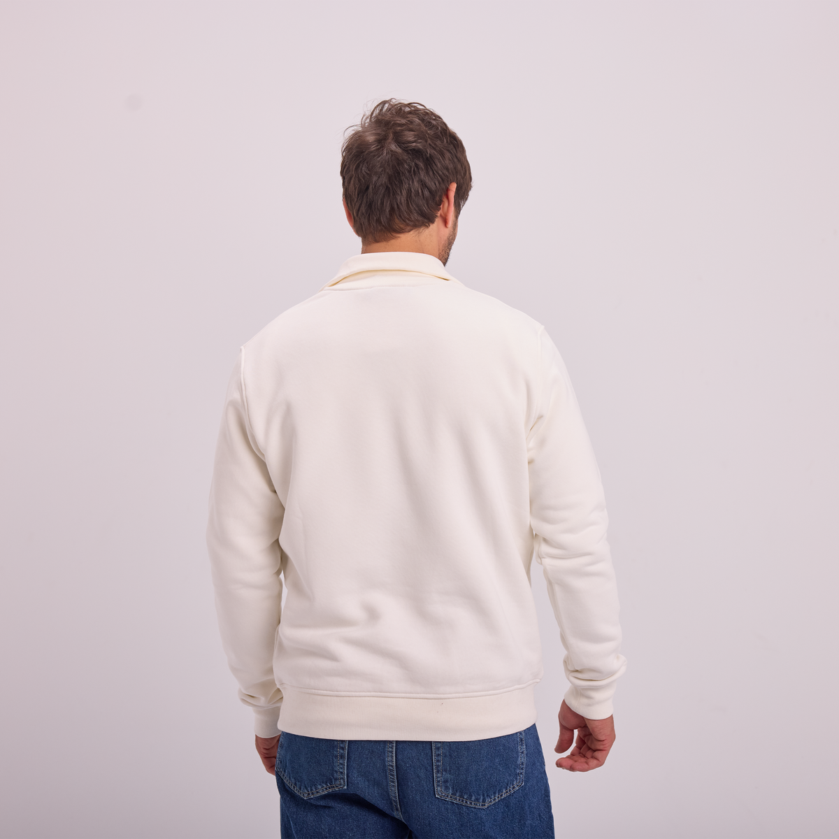 Quarter-Zip Sweatshirt in Off-White, SVNTY, view 3 of 4