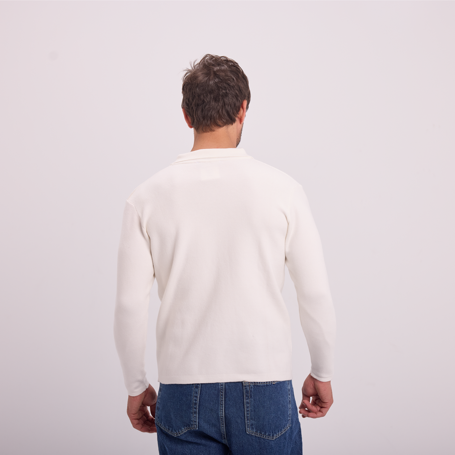 Off-White Knit Long-Sleeve Polo