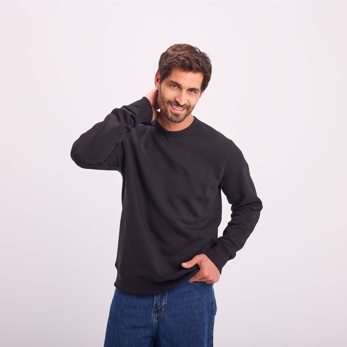 Essential Crewneck Sweatshirt in Black, SVNTY, view 5 of 5