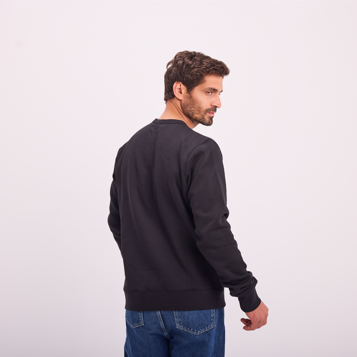 Essential Crewneck Sweatshirt in Black, SVNTY, view 2 of 5