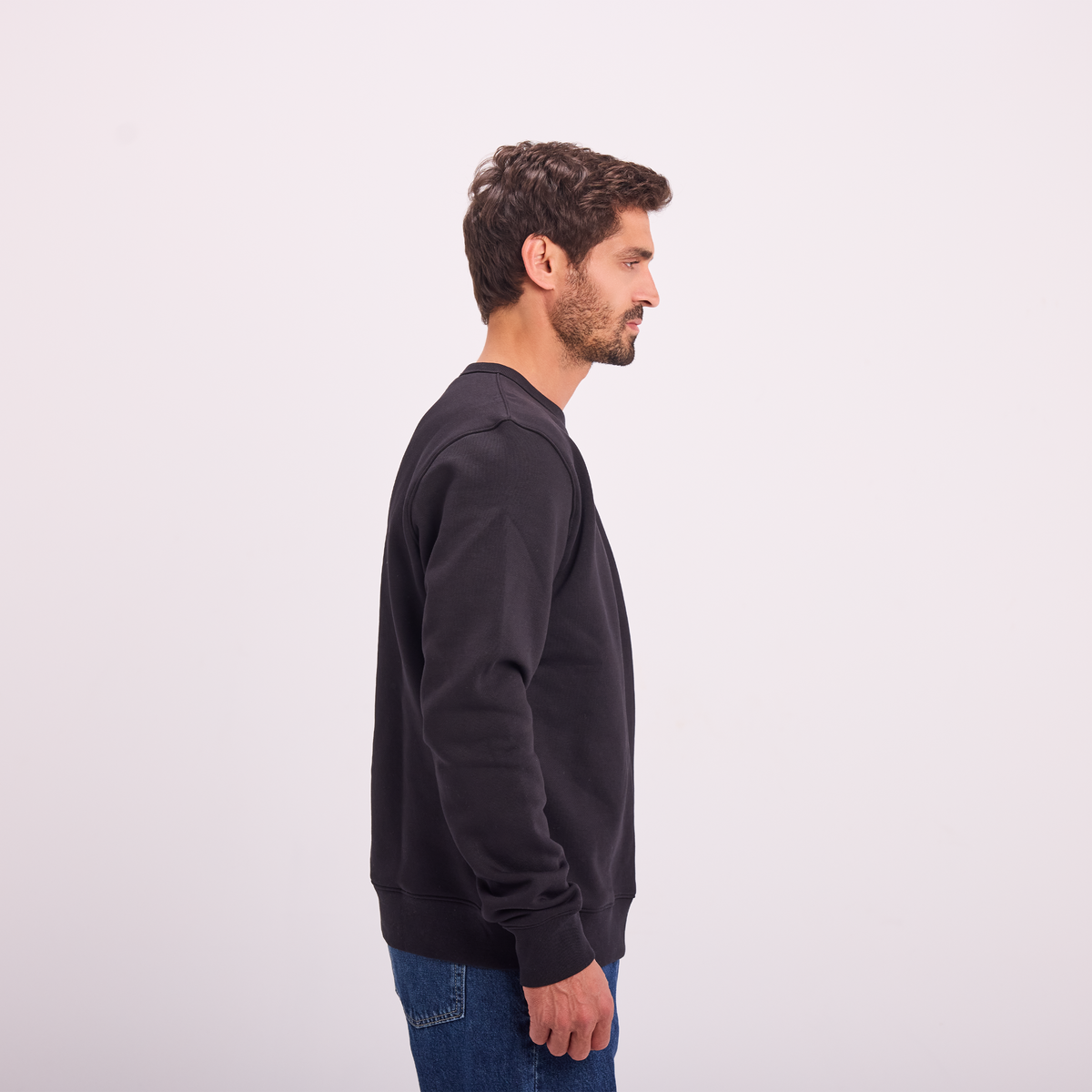 Essential Crewneck Sweatshirt in Black, SVNTY, view 3 of 5