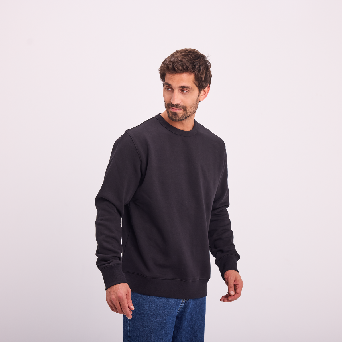 Essential Crewneck Sweatshirt in Black, SVNTY, view 4 of 5