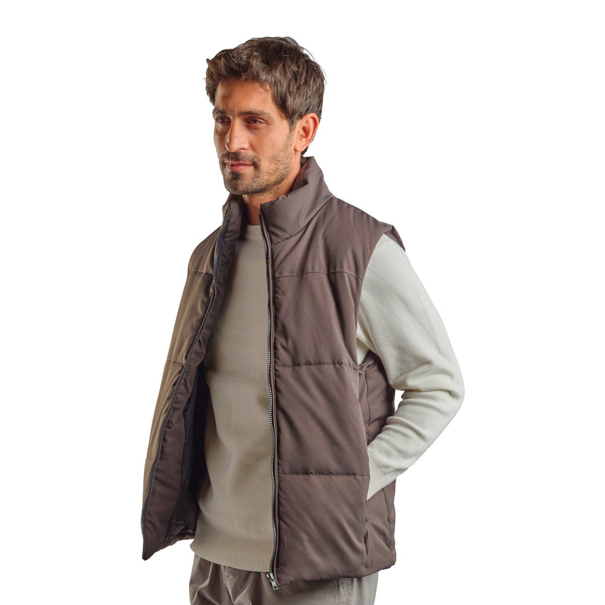 Puffer Vest in Gray, SVNTY, view 3 of 3