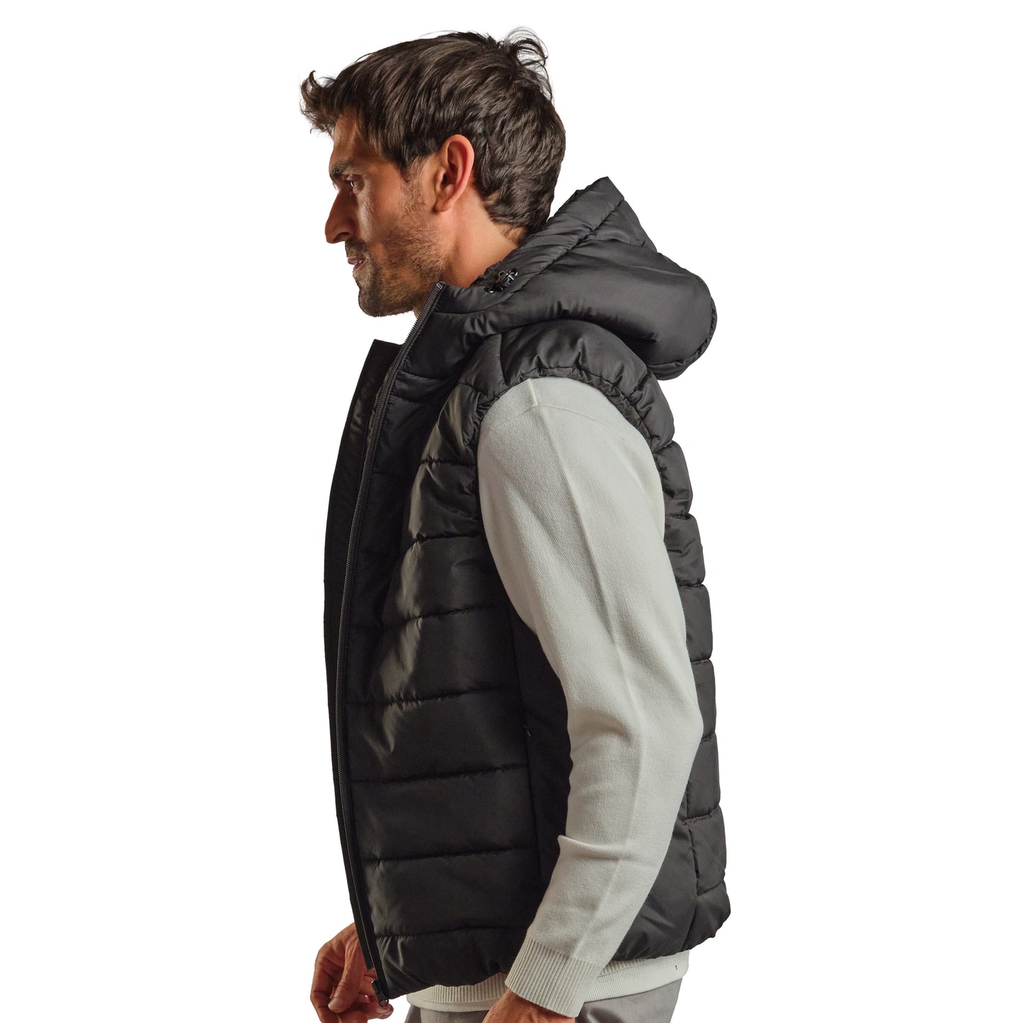 Black Puffer Hooded Vest