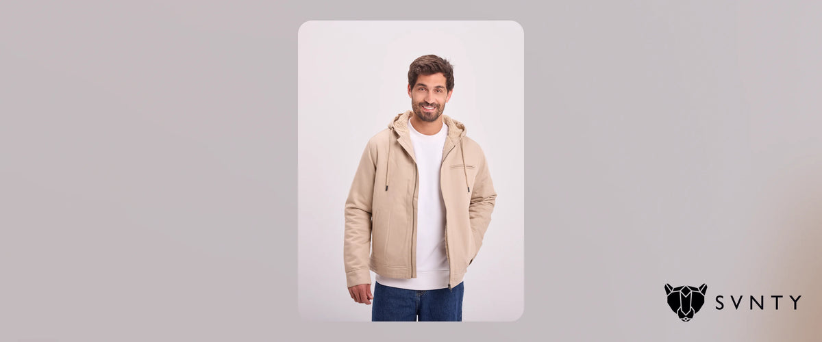 The fur-lined zip jacket in beige, from the winter collection