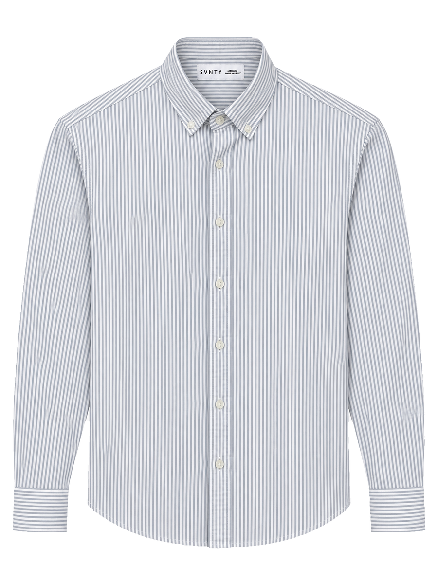 Fine Stripe Oxford Shirt in Gray stripe