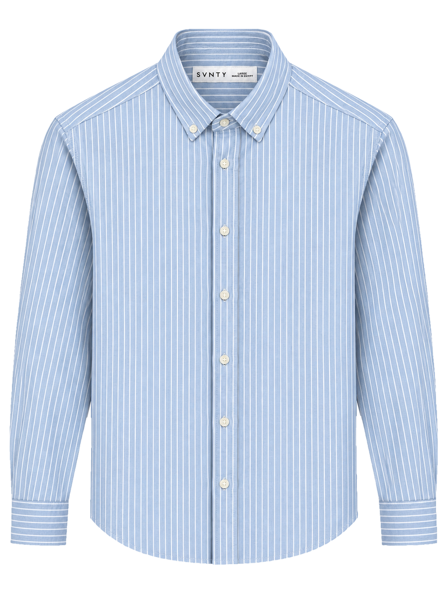 Premium Striped Oxford Shirt in Light Blue stripe