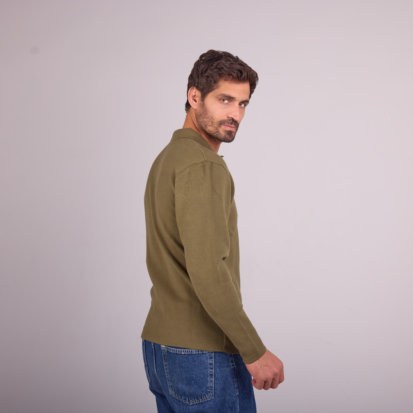 Army Knit Long-Sleeve Polo
