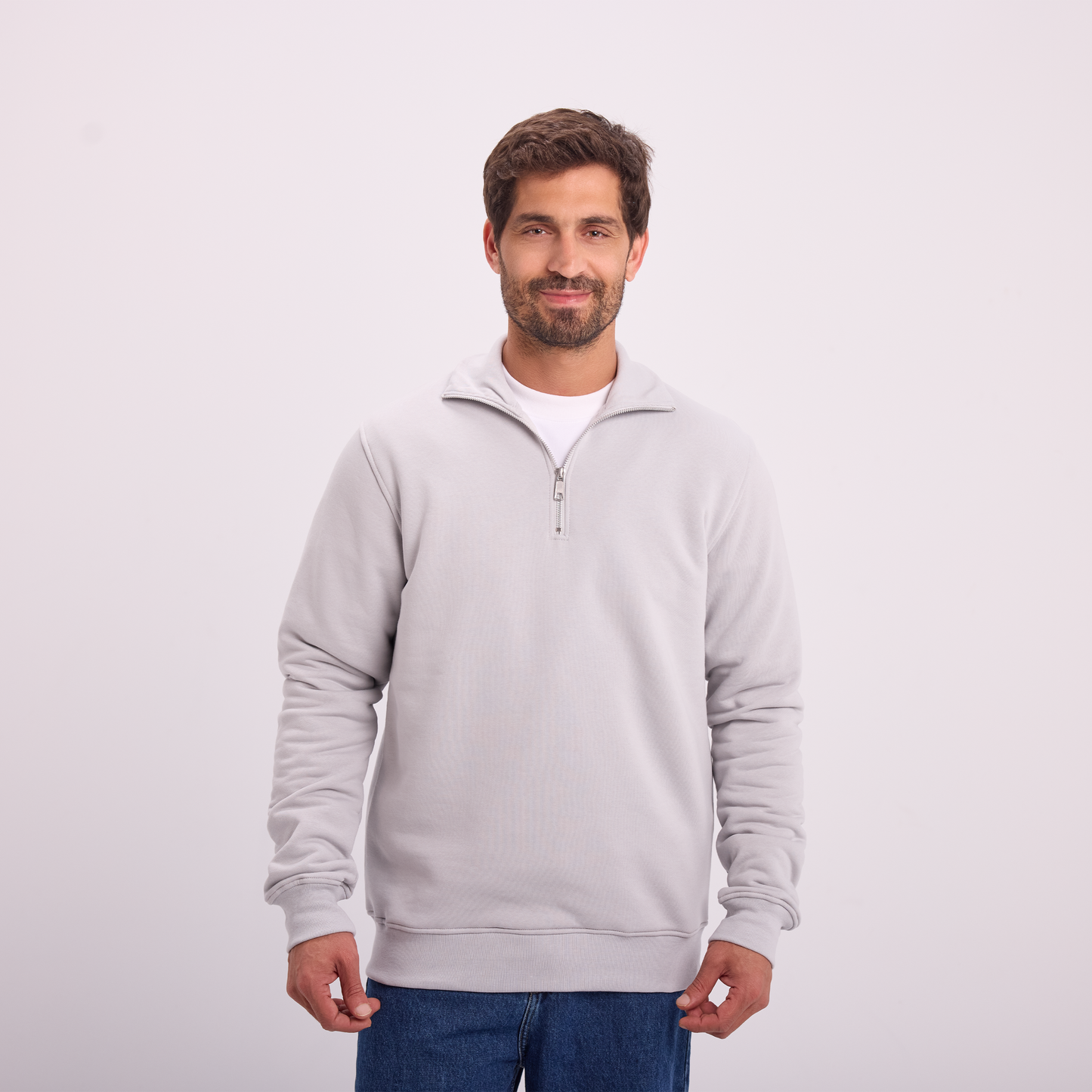 Light Gray Quarter-Zip Sweatshirt