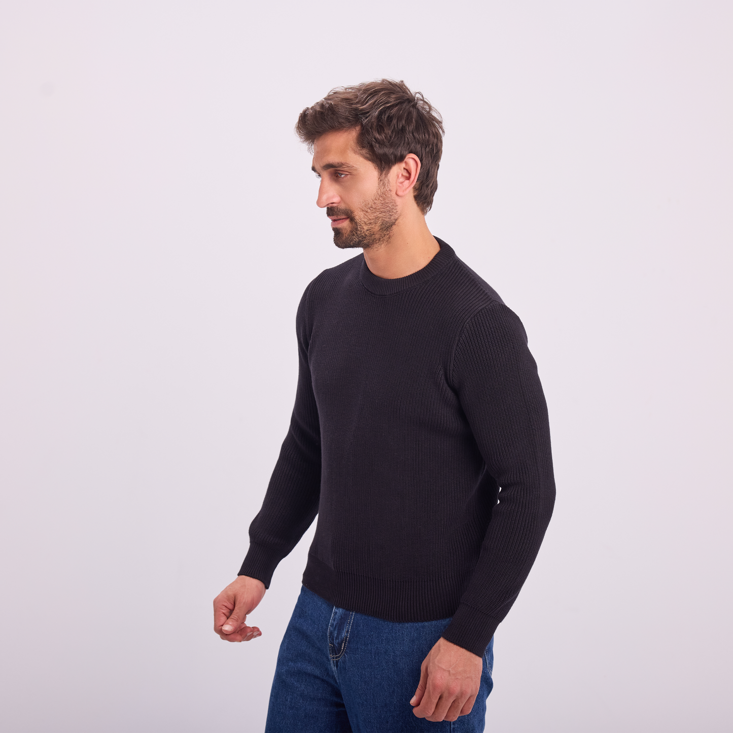 Black Knit Crewneck Pullover