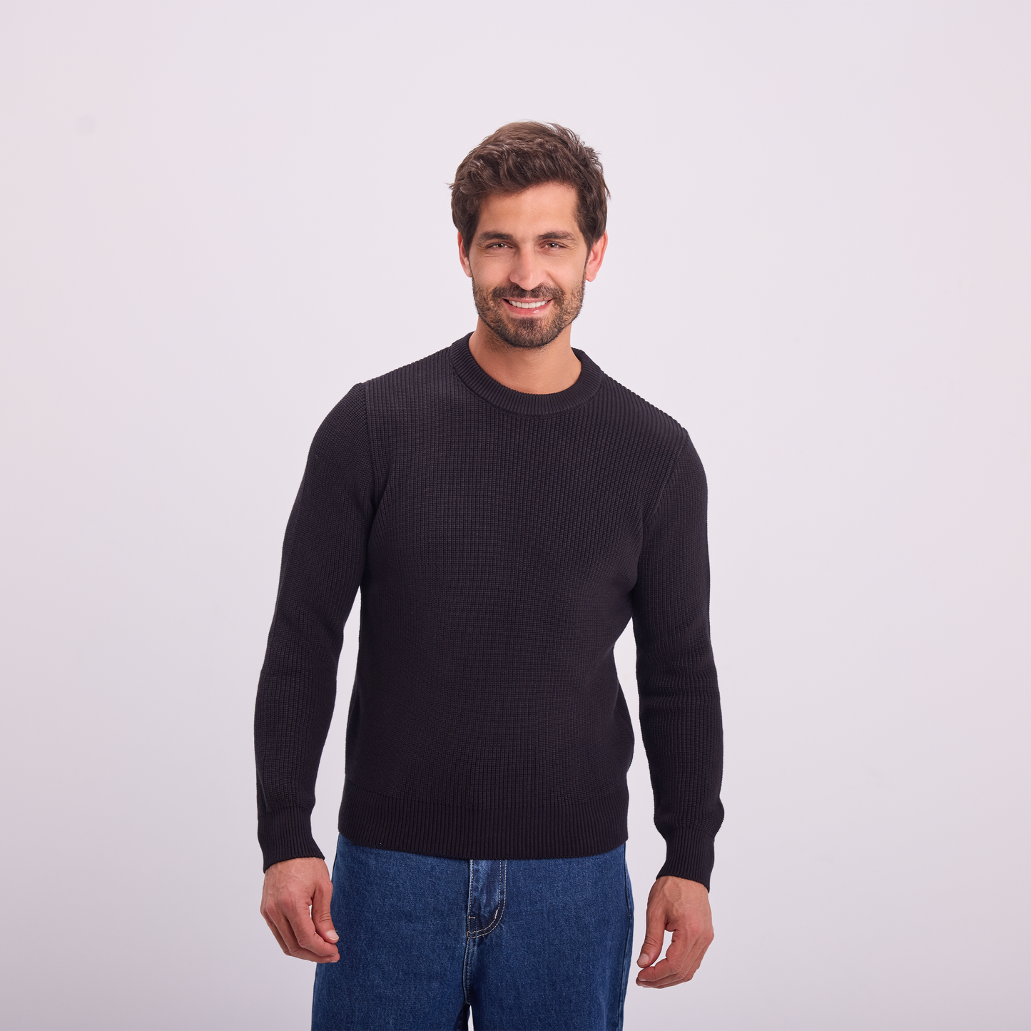 Black Knit Crewneck Pullover