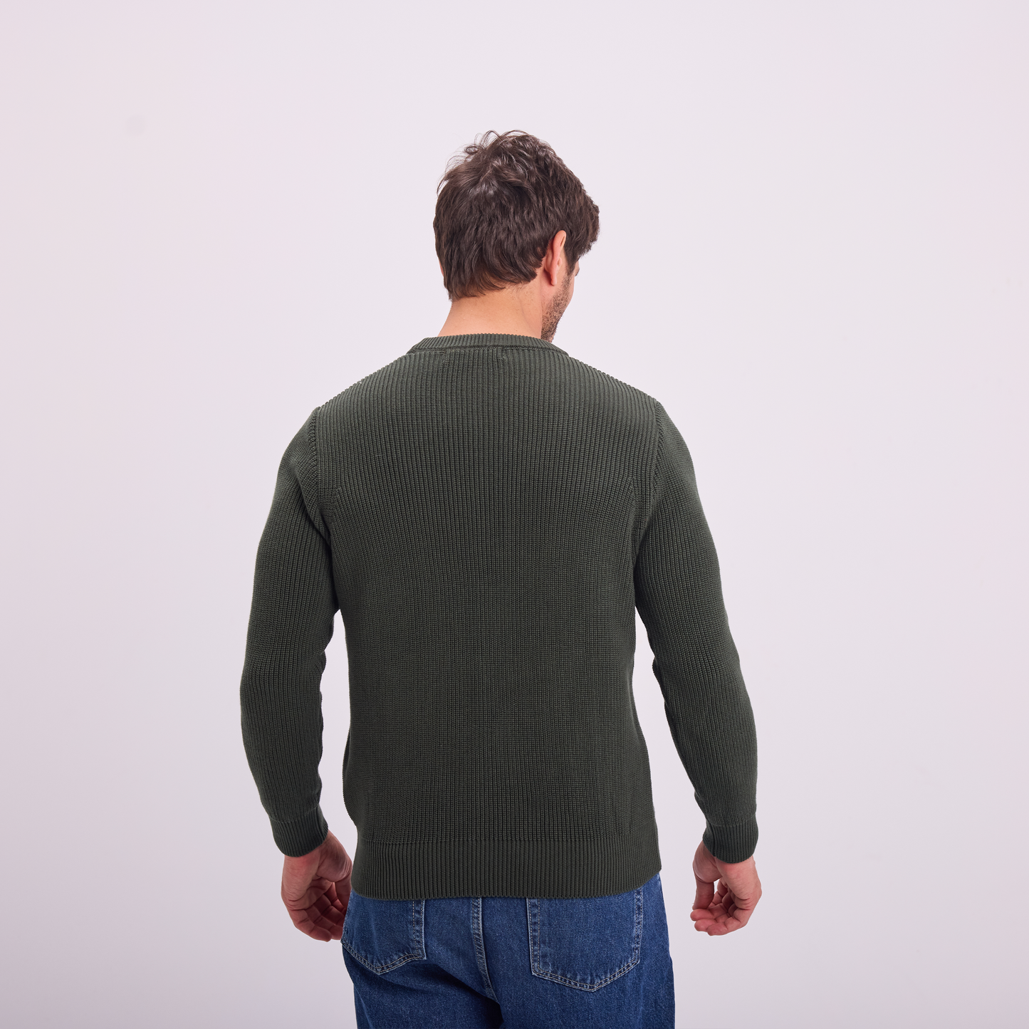 Olive Knit Crewneck Pullover