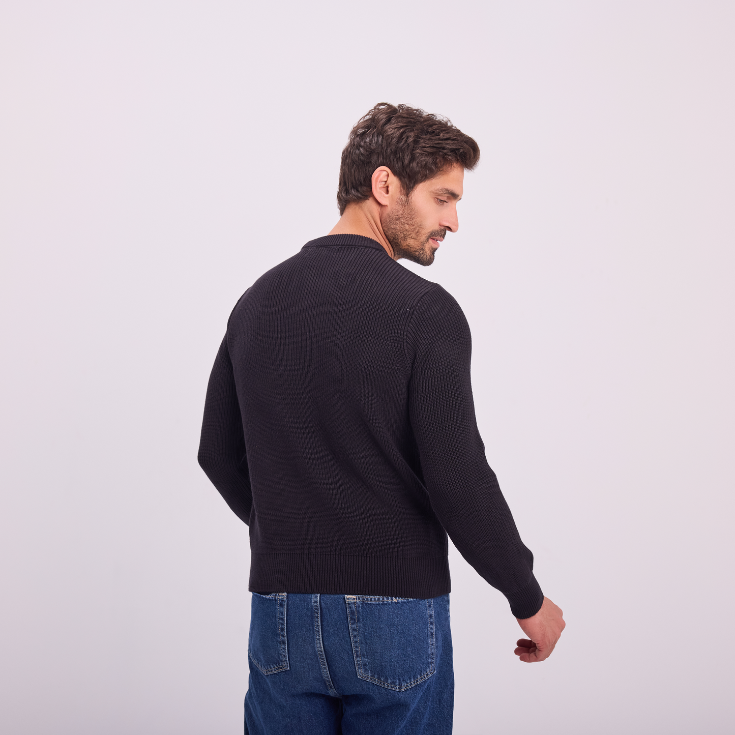 Black Knit Crewneck Pullover