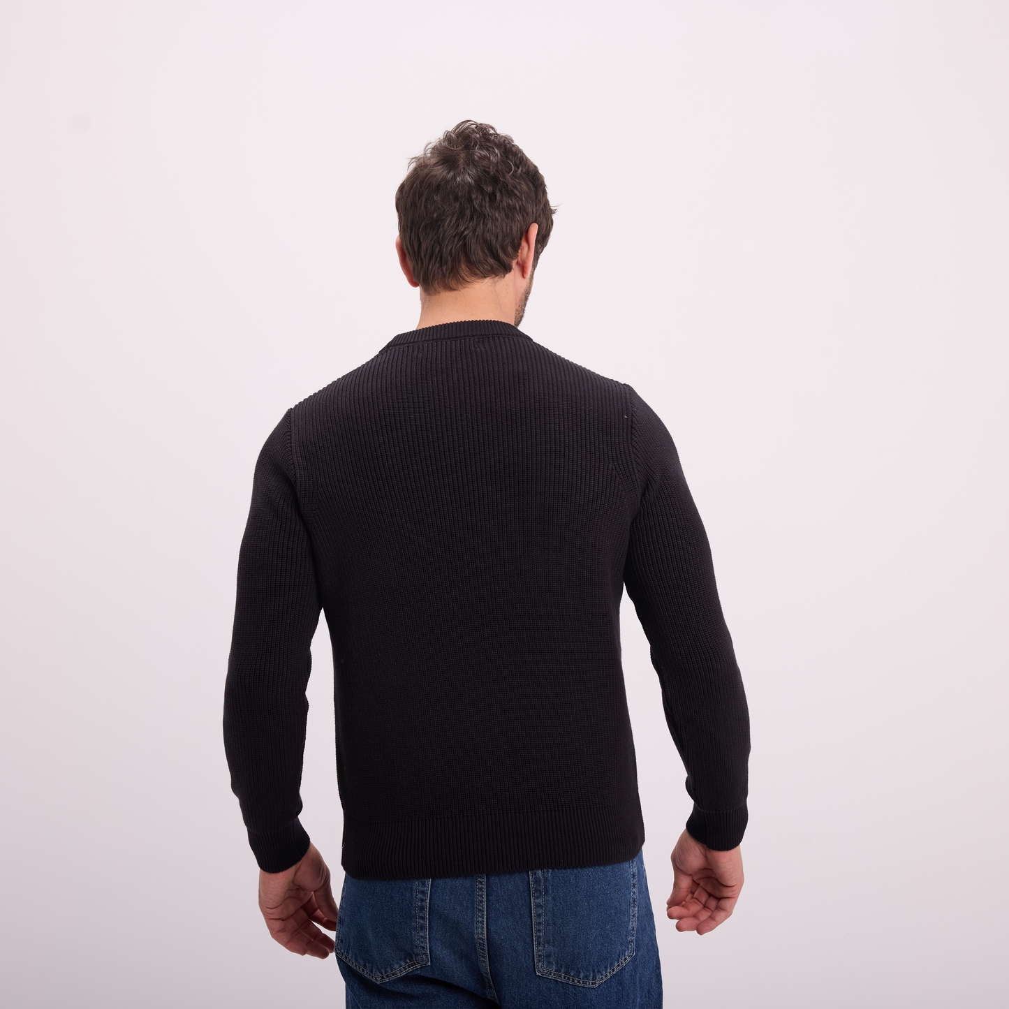 Black Knit Crewneck Pullover