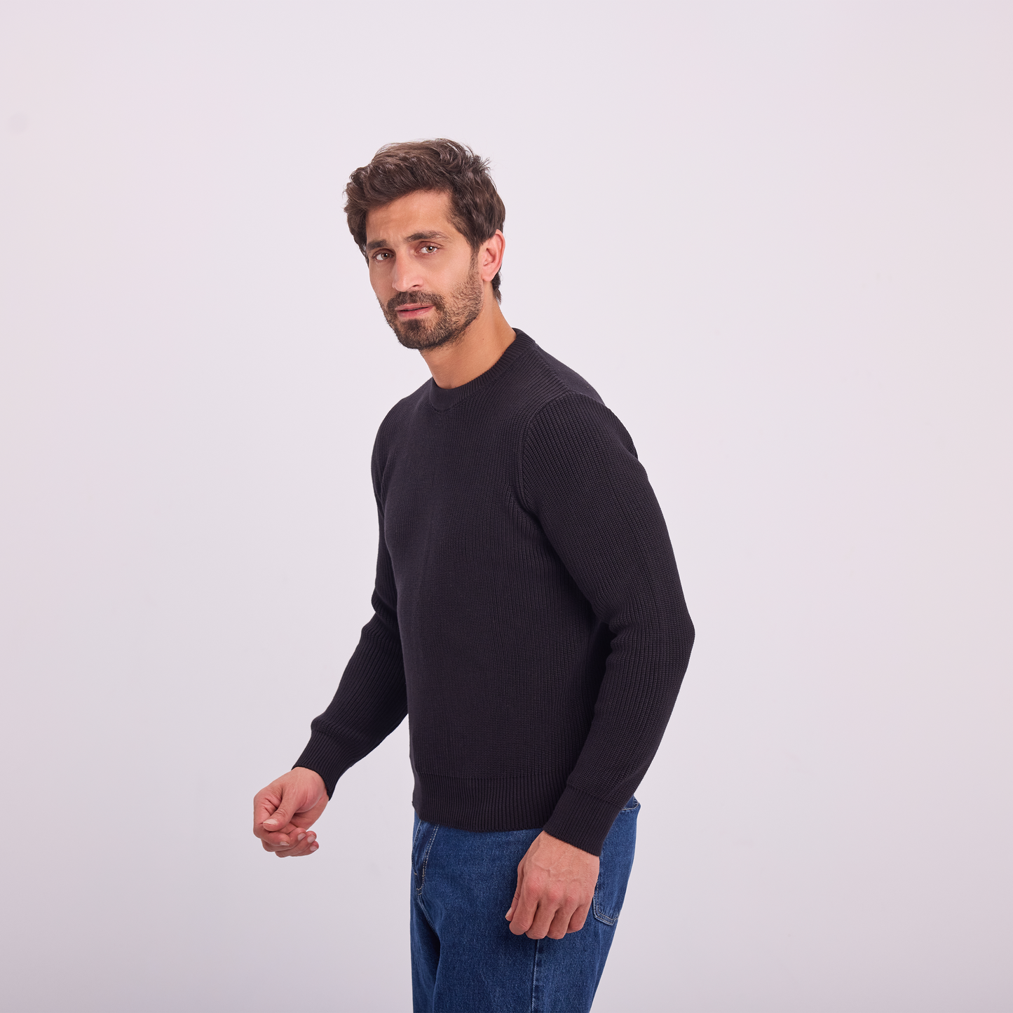 Black Knit Crewneck Pullover