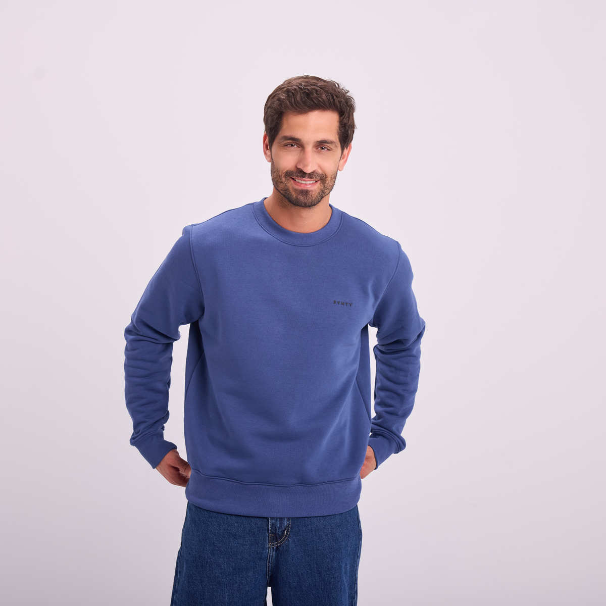 Logo Print Crewneck in Petrol, SVNTY, view 5 of 5