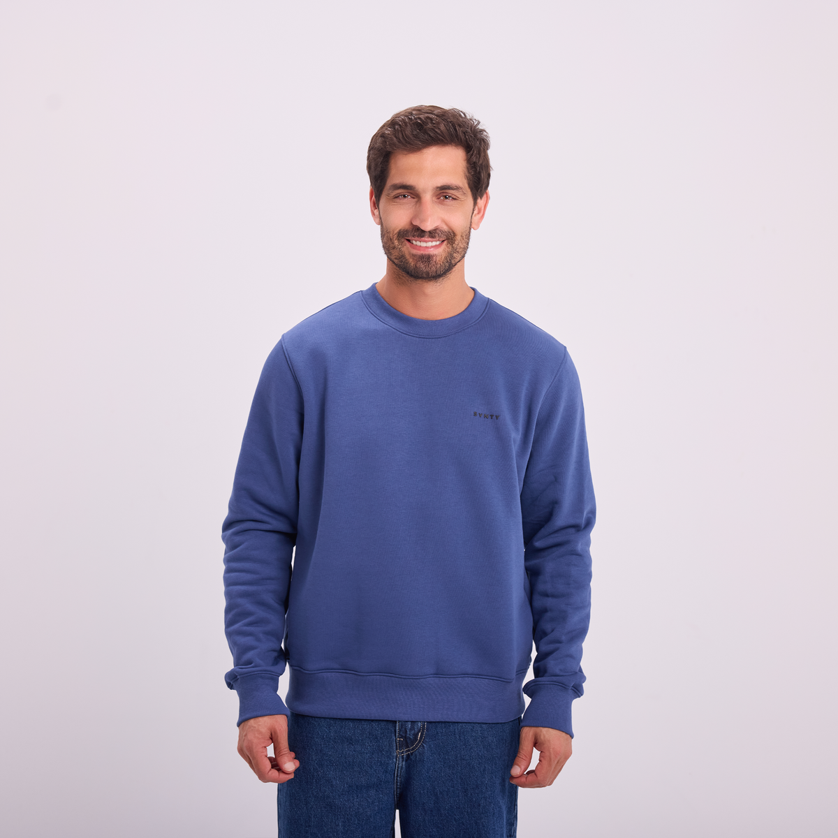 Logo Print Crewneck in Petrol, SVNTY, view 1 of 5