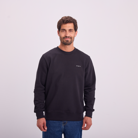 Logo Print Crewneck in Black, SVNTY, view 1 of 6