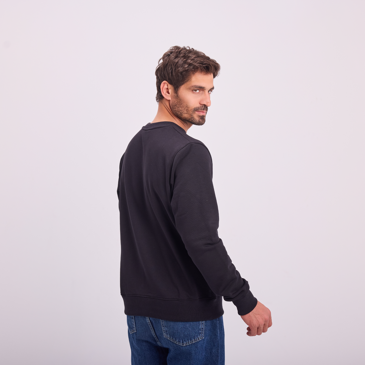 Logo Print Crewneck in Black, SVNTY, view 3 of 6