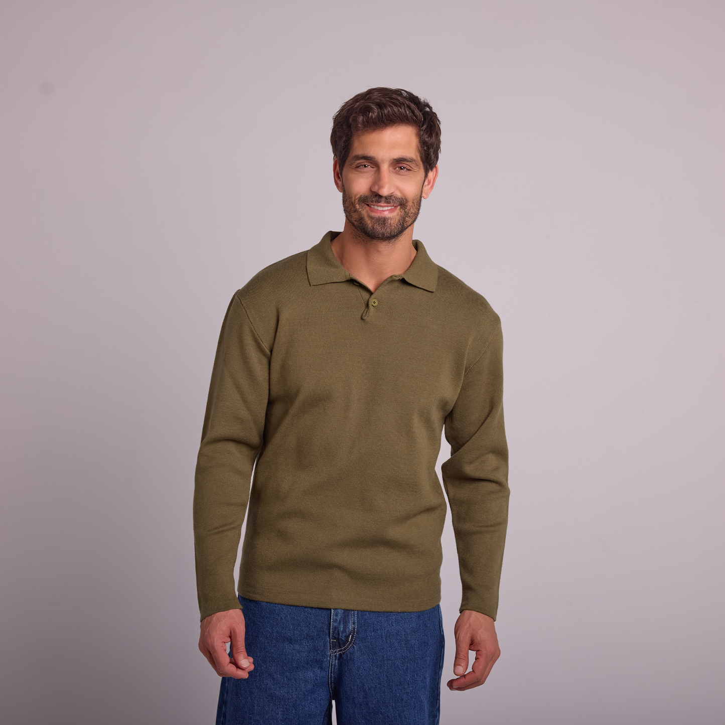 Army Knit Long-Sleeve Polo